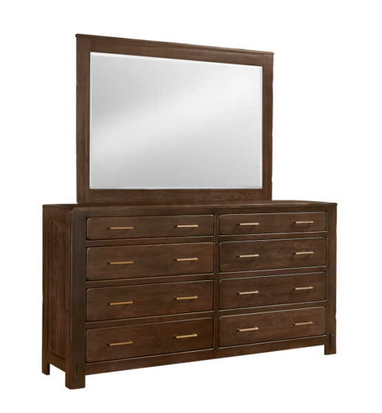 wooden dresser with a mirror